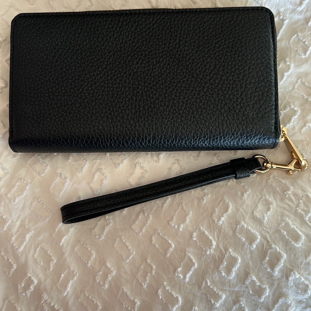 New Coach Long Zip Around Wallet Black - Picture 3 of 5